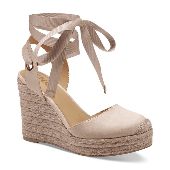 INC Shoes Womens 11 M Maisie Tan Lace-Up Espadrille Wedge Sandals Ankle Wrap Tie - Picture 2 of 13